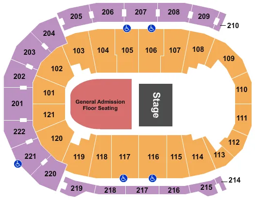 FORD CENTER IN ENDSTAGE GA FLOOR SEATED Seating Map Seating Chart