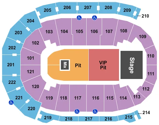 FORD CENTER IN ENDSTAGE SPLIT GA FLOOR Seating Map Seating Chart