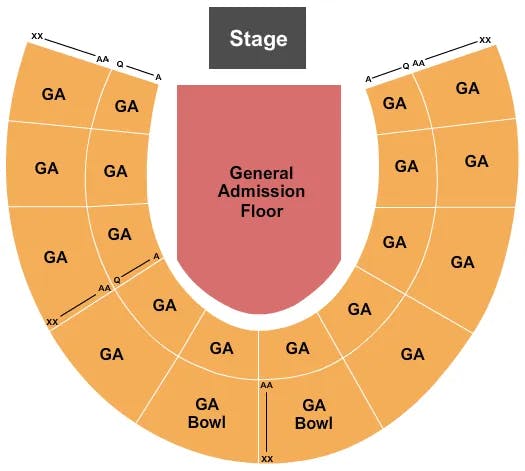  ALL GENERAL ADMISSION 2 Seating Map Seating Chart