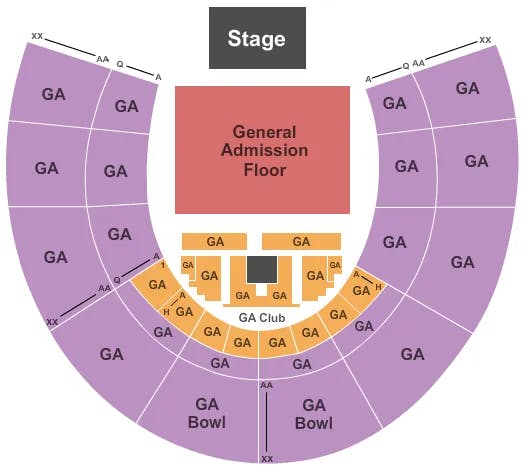  ALL GENERAL ADMISSION Seating Map Seating Chart