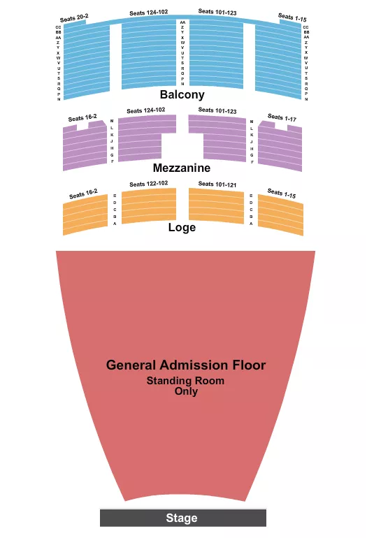 FOX THEATER OAKLAND ENDSTAGE GA FLOOR Seating Map Seating Chart