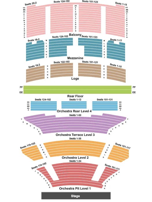 FOX THEATER OAKLAND END STAGE Seating Map Seating Chart