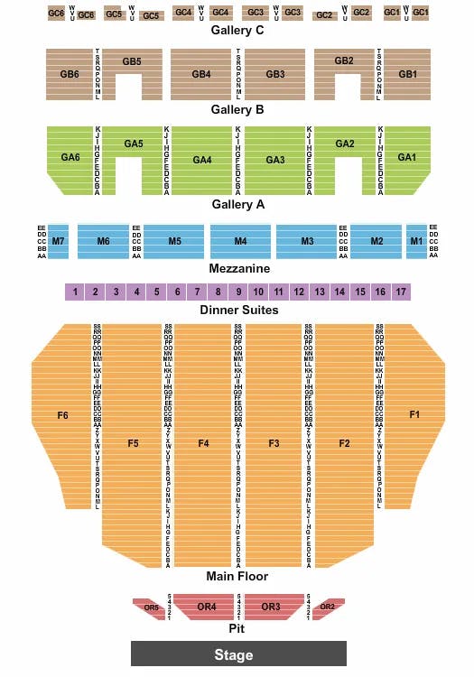 FOX THEATRE DETROIT END STAGE Seating Map Seating Chart