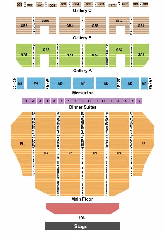 FOX THEATRE DETROIT ENDSTAGE GA PIT Seating Map Seating Chart