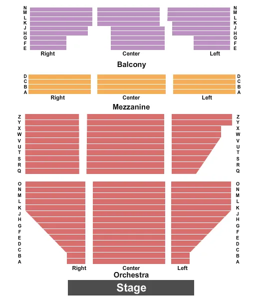 FOX THEATRE REDWOOD CITY CA END STAGE Seating Map Seating Chart