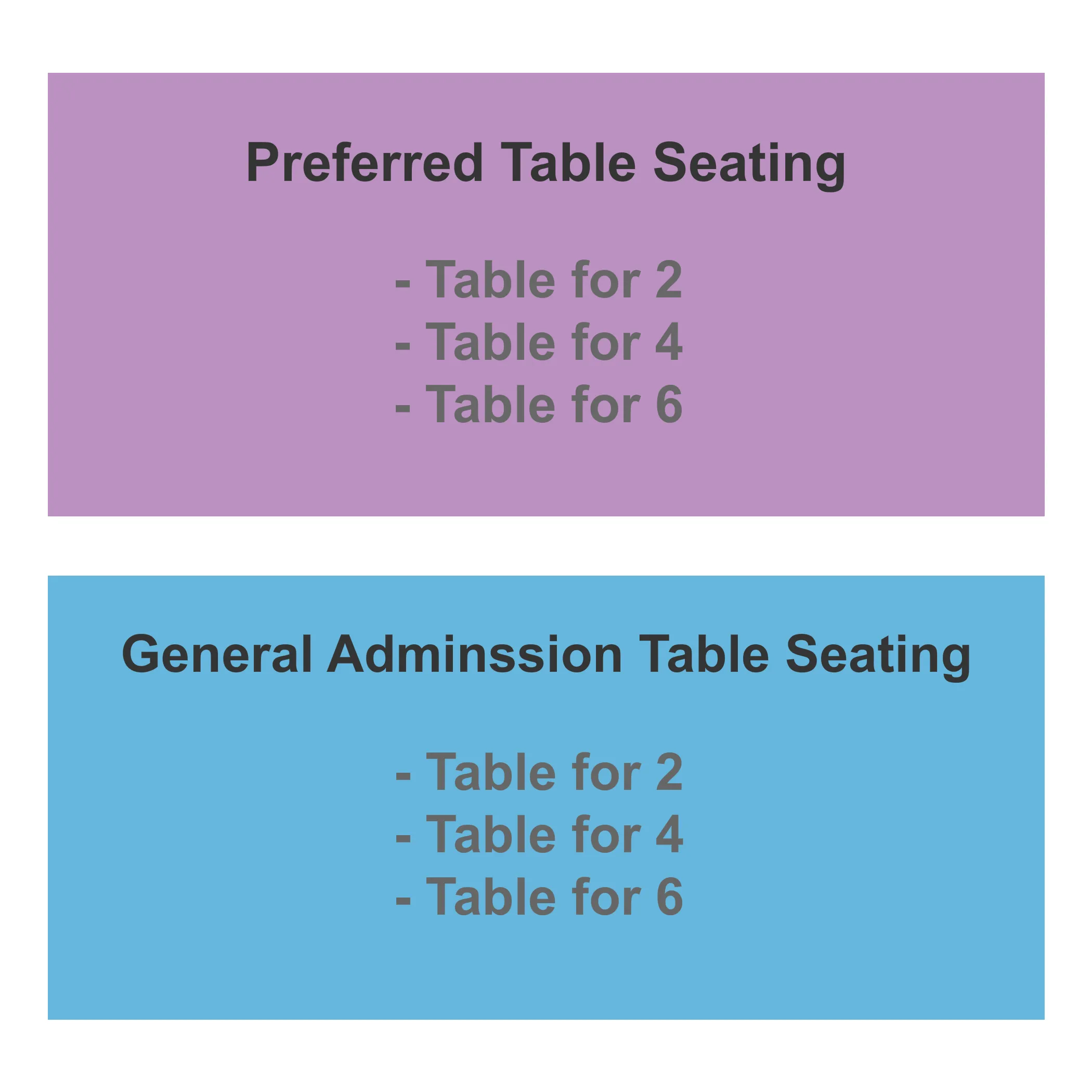 IMPROV COMEDY CLUB ARLINGTON TABLES STATIC Seating Map Seating Chart