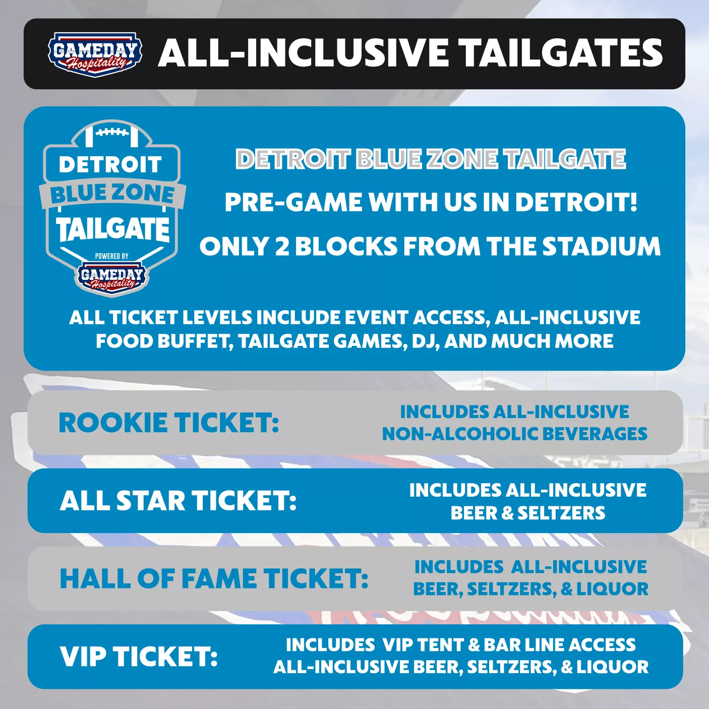GAMEDAY HOSPITALITY DETROIT GAMEDAY HOSPITALITY 2025 Seating Map Seating Chart