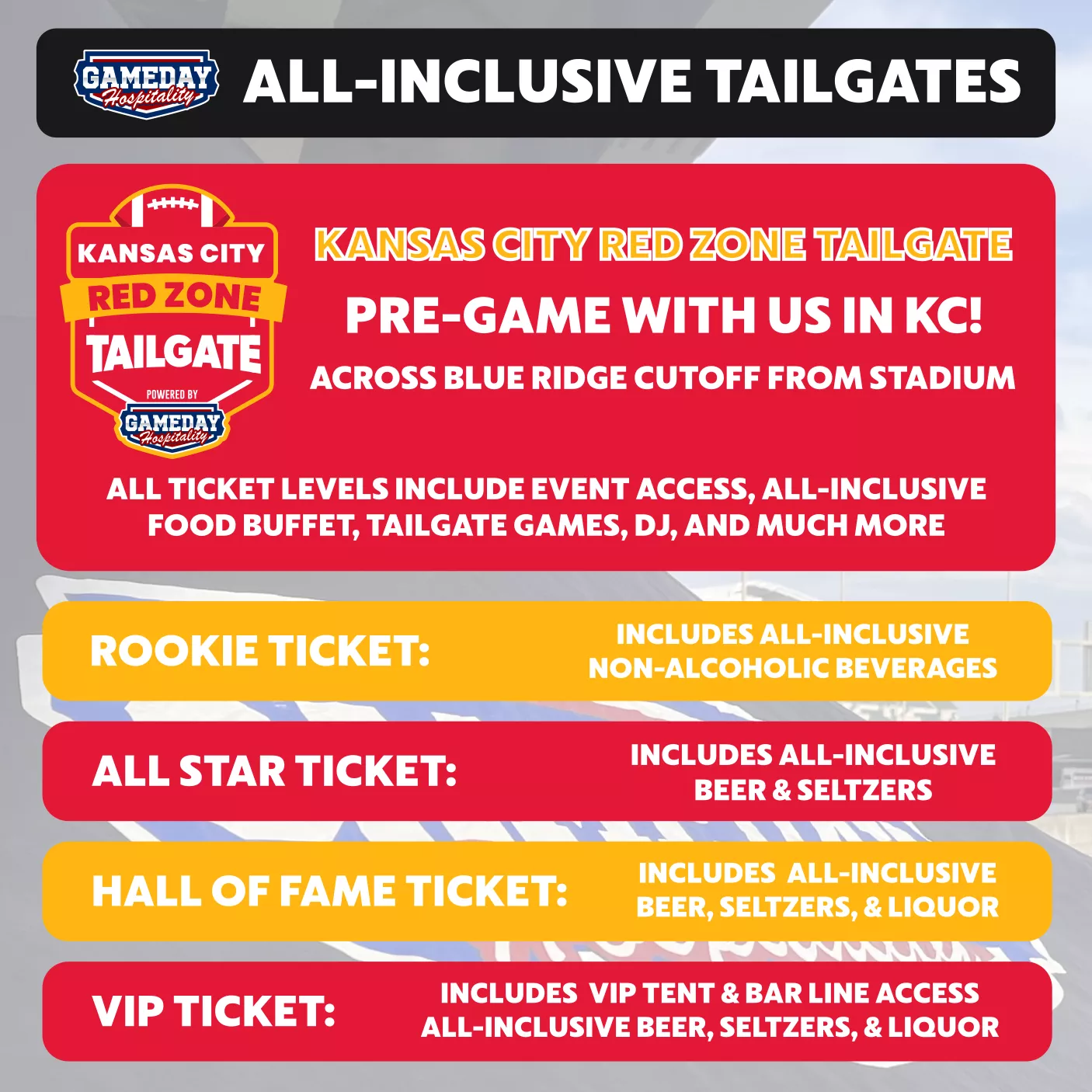 GAMEDAY HOSPITALITY KANSAS CITY TAILGATE Seating Map Seating Chart