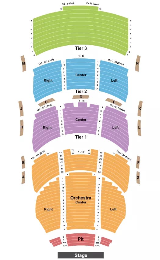 GEORGE S AND DOLORES DORE ECCLES THEATER ENDSTAGE PIT Seating Map Seating Chart