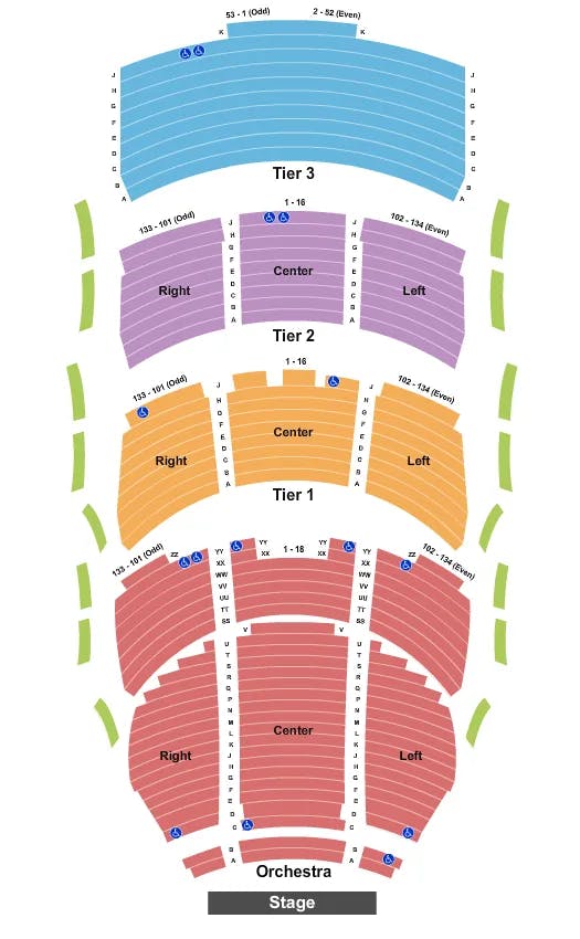 GEORGE S AND DOLORES DORE ECCLES THEATER END STAGE Seating Map Seating Chart