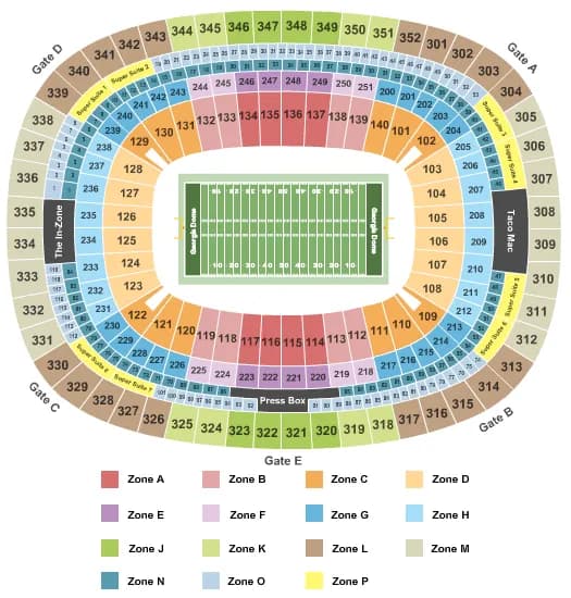  FOOTBALL INTZONE Seating Map Seating Chart