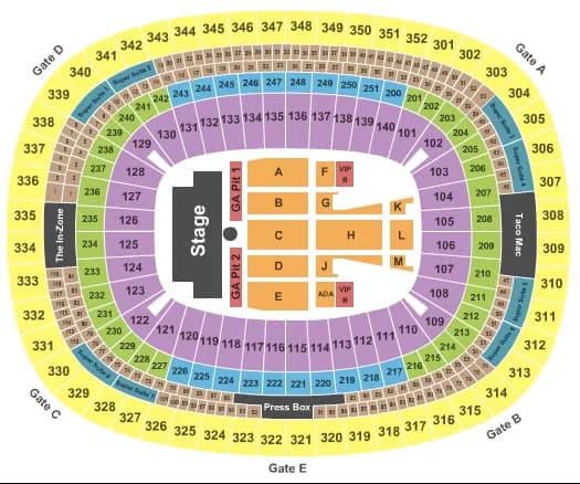  GUN N ROSES Seating Map Seating Chart