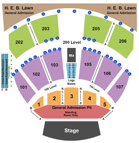  END STAGE FULL PIT Seating Map Seating Chart