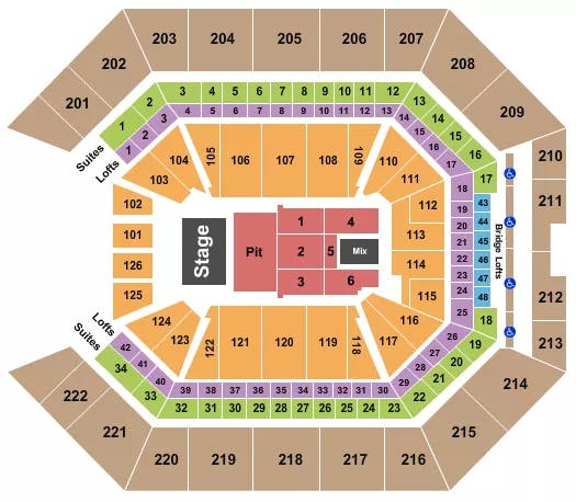  ENDSTAGE PIT Seating Map Seating Chart