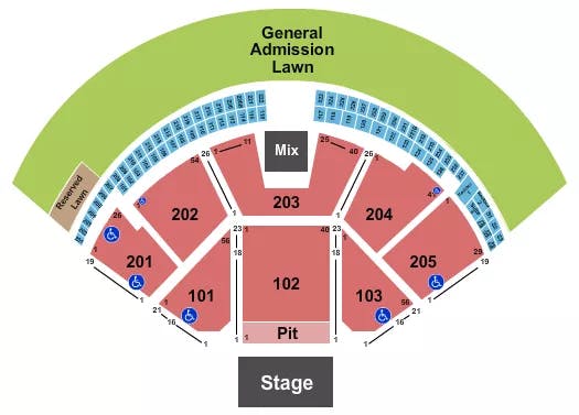  END STAGE PIT Seating Map Seating Chart