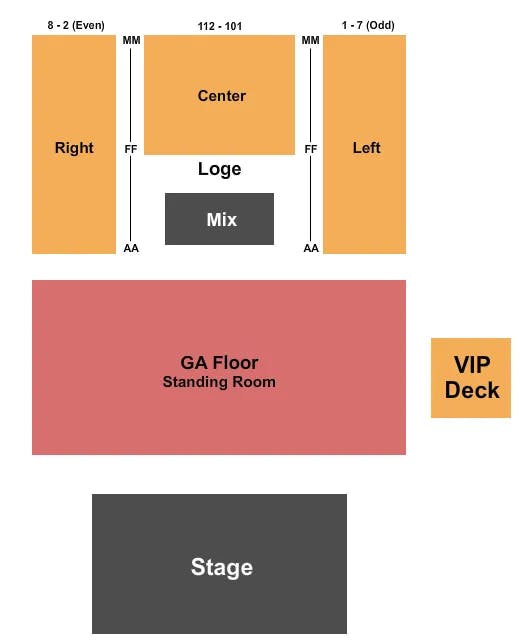  GA FLOOR RSVD LOGE Seating Map Seating Chart