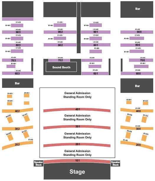 GRANADA THEATER DALLAS ENDSTAGE GA FLOOR Seating Map Seating Chart