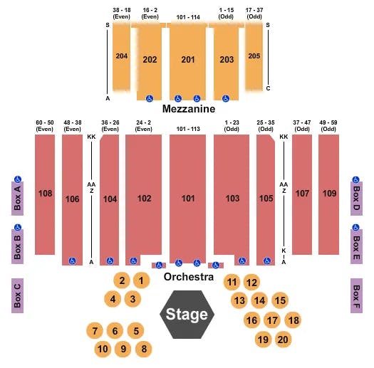 GREAT HALL AT CHARLES F DODGE CITY CENTER M1 GLOBAL USA Seating Map Seating Chart