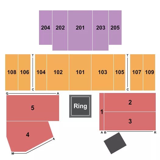 GREAT HALL AT CHARLES F DODGE CITY CENTER BOXING 2 Seating Map Seating Chart