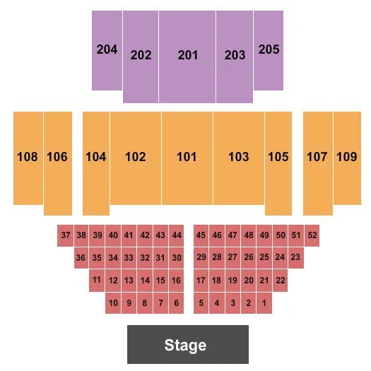 GREAT HALL AT CHARLES F DODGE CITY CENTER ENDSTAGE 4 Seating Map Seating Chart