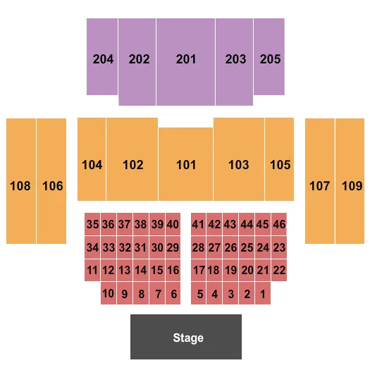GREAT HALL AT CHARLES F DODGE CITY CENTER ENDSTAGE TABLES Seating Map Seating Chart