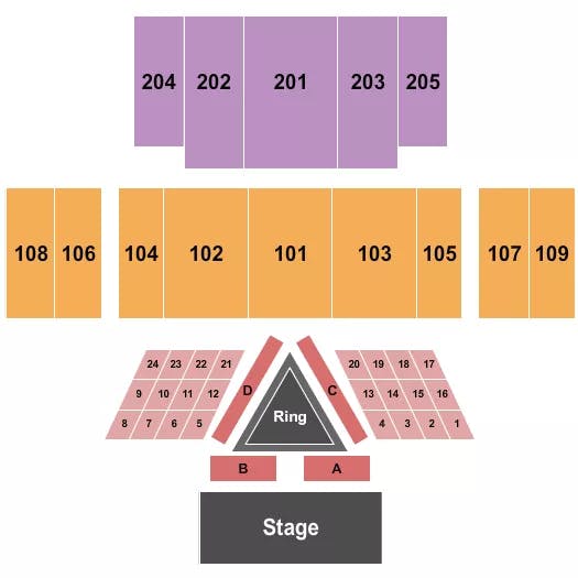 GREAT HALL AT CHARLES F DODGE CITY CENTER MMA 2 Seating Map Seating Chart