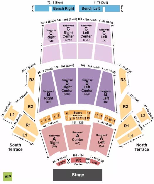 GREEK THEATRE LOS ANGELES CA ENDSTAGE 3 Seating Map Seating Chart