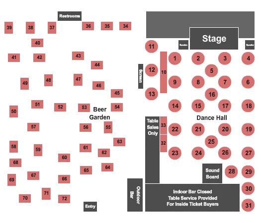  END STAGE Seating Map Seating Chart