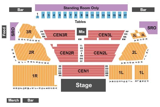  ENDSTAGE RESV W REAR TABLES Seating Map Seating Chart