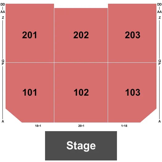 HARD ROCK CINCINNATI BALLROOM END STAGE Seating Map Seating Chart