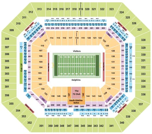  FOOTBALL DOLPHINS Seating Map Seating Chart