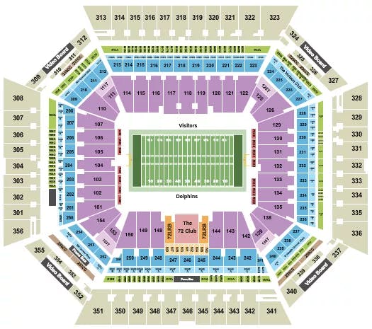  FOOTBALL DOLPHINS ROW Seating Map Seating Chart