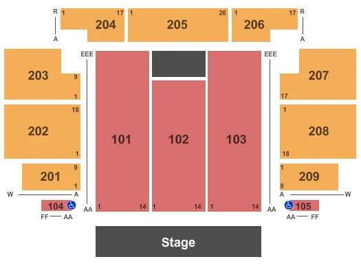 RIO VISTA OUTDOOR AMPHITHEATER AT HARRAHS LAUGHLIN END STAGE Seating Map Seating Chart