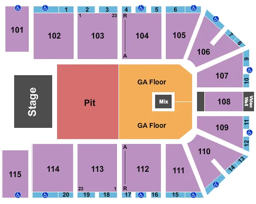  ENDSTAGE SPLIT GA FLOOR Seating Map Seating Chart