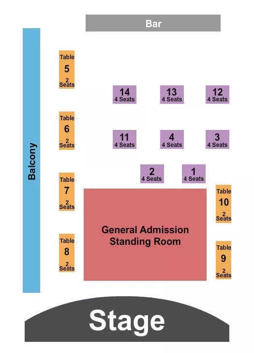 HEADLINERS MUSIC HALL KY ENDSTAGE 2 Seating Map Seating Chart