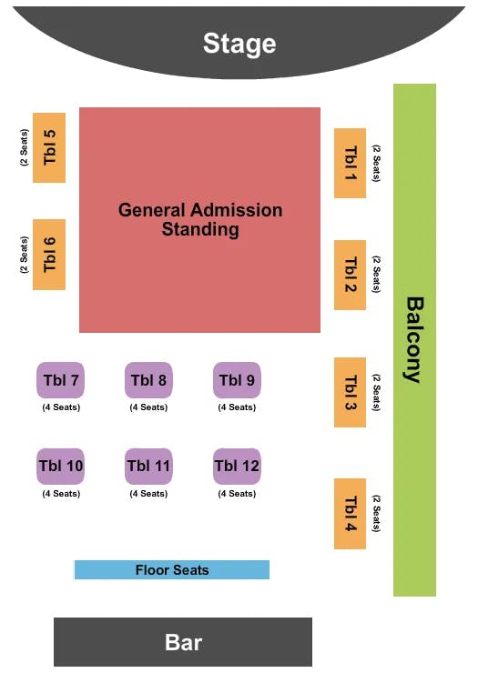 HEADLINERS MUSIC HALL KY END STAGE Seating Map Seating Chart