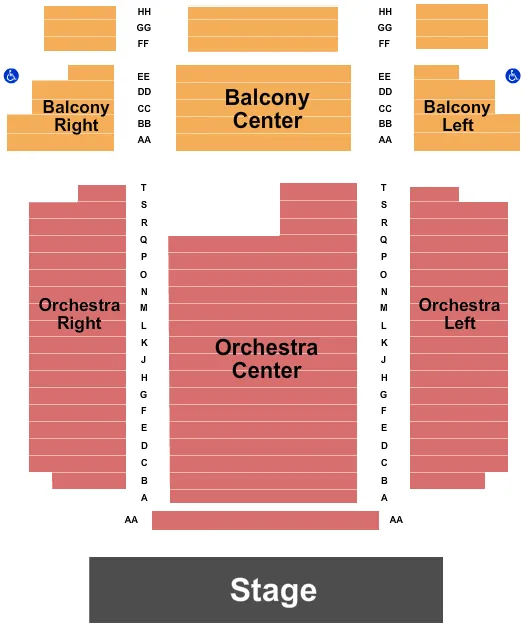 HERITAGE THEATRE CA END STAGE Seating Map Seating Chart