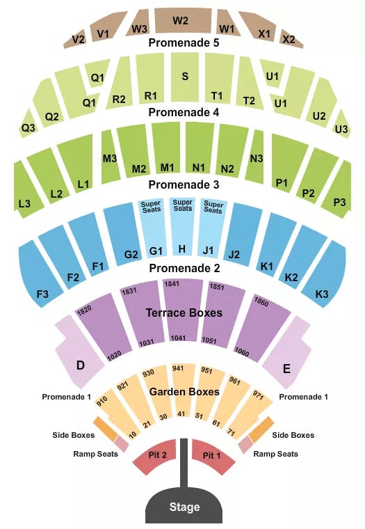  ENDSTAGE PITS WITH CATWALK Seating Map Seating Chart
