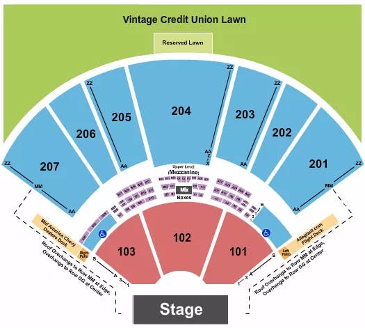 HOLLYWOOD CASINO AMPHITHEATRE MO ENDSTAGE 3 Seating Map Seating Chart