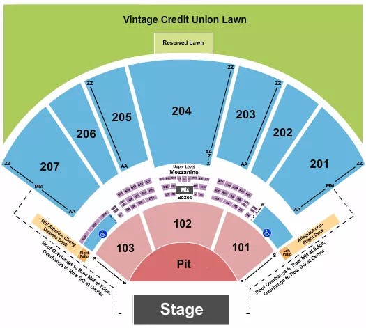 HOLLYWOOD CASINO AMPHITHEATRE MO ENDSTAGE GA PIT 2 Seating Map Seating Chart