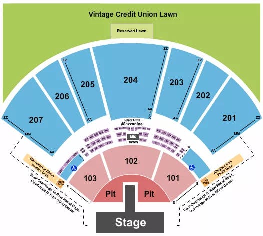 HOLLYWOOD CASINO AMPHITHEATRE MO GREEY DAY Seating Map Seating Chart