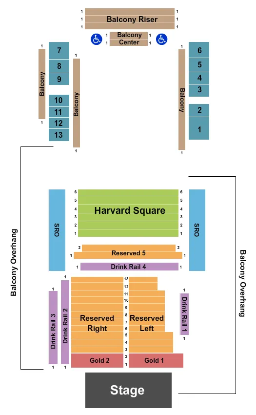 HOUSE OF BLUES ANAHEIM ENDSTAGE RSV GOLD Seating Map Seating Chart