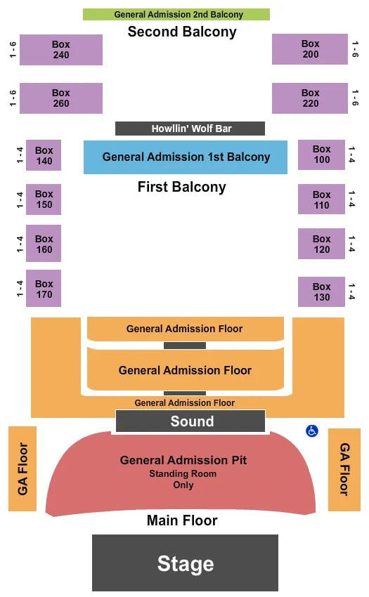 HOUSE OF BLUES CHICAGO ALL GA W PIT RSVD BOXES Seating Map Seating Chart