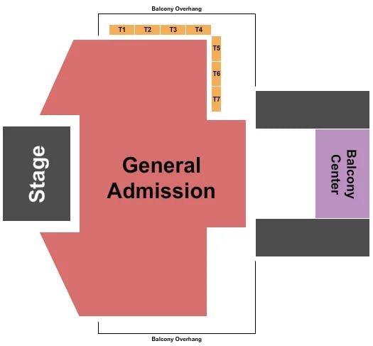 HOUSE OF BLUES DALLAS ENDSTAGE GA FLOOR 2 Seating Map Seating Chart