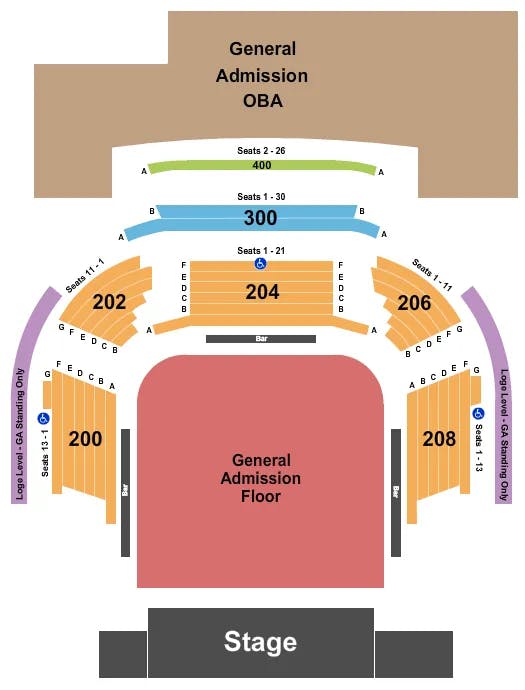 HOUSE OF BLUES LAS VEGAS ENDSTAGE GA Seating Map Seating Chart