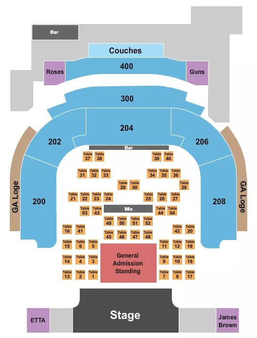 HOUSE OF BLUES LAS VEGAS ENDSTAGE GA FLR TABLES 2 Seating Map Seating Chart