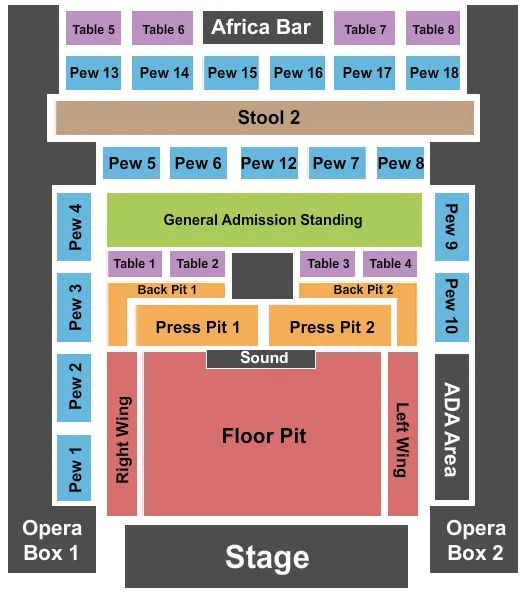 HOUSE OF BLUES MYRTLE BEACH BIG MAMMAS Seating Map Seating Chart