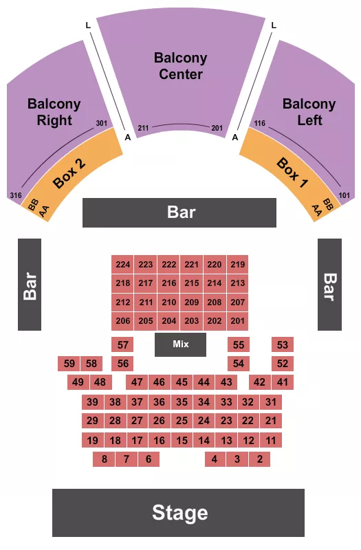 HOUSE OF BLUES DALLAS ENDSTAGE TABLES 2 Seating Map Seating Chart