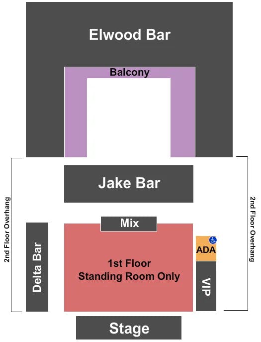 HOUSE OF BLUES NEW ORLEANS END STAGE Seating Map Seating Chart