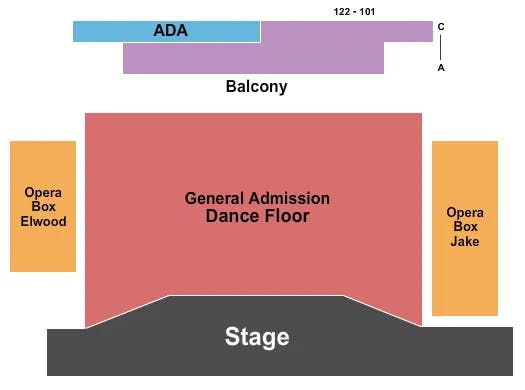 HOUSE OF BLUES SAN DIEGO ENDSTAGE GA FLR RSVD BALC Seating Map Seating Chart